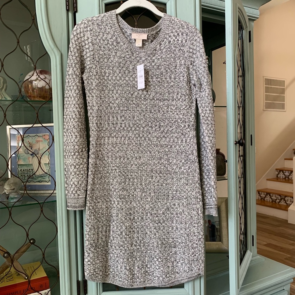 Black and White Petite Sweater Dress